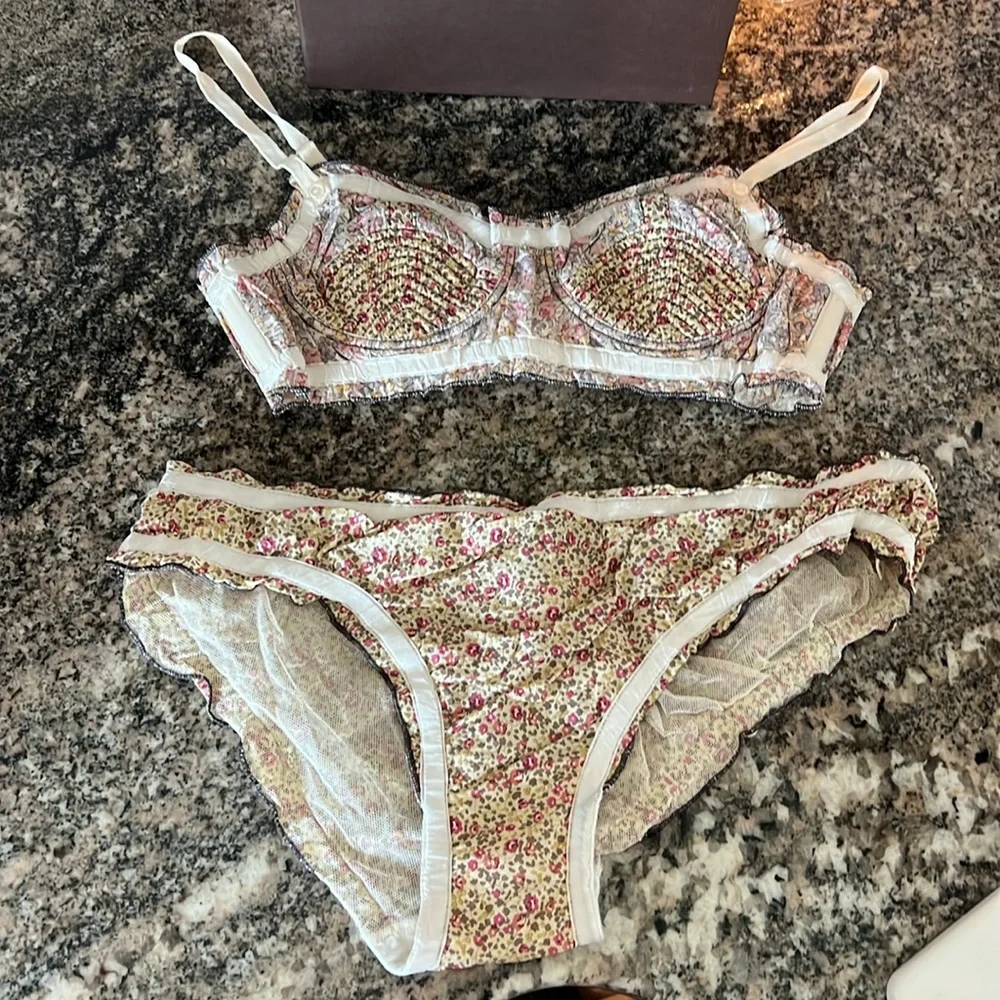 Louis Vuitton Cream and Pink Floral Lingerie